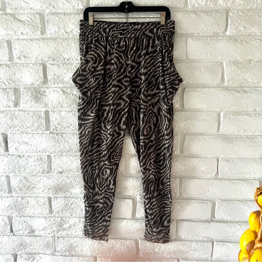 TOPSHOP Grey & White abstract Print Pants Sz 8 P-20
